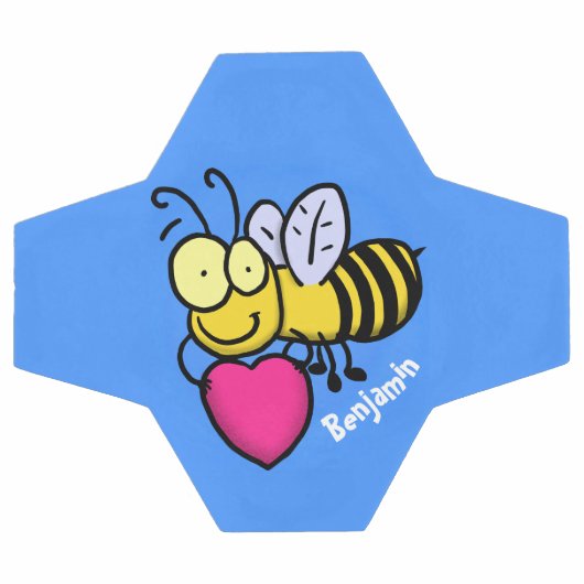 かわいいおもしろいビーとハート漫画イラストレーション サッカーボール (フラット)