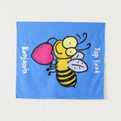 かわいいおもしろいビーとハート漫画イラストレーション タペストリー (正面(横))