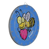 かわいいおもしろいビーとハート漫画イラストレーション ダーツボード (正面左)