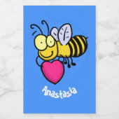 かわいいおもしろいビーとハート漫画イラストレーション フードラベル (シングルラベル)