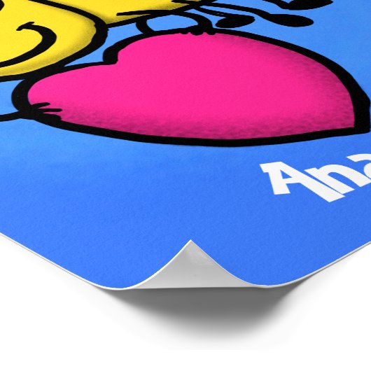 かわいいおもしろいビーとハート漫画イラストレーション ポスター (角)