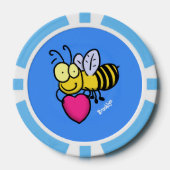 かわいいおもしろいビーとハート漫画イラストレーション ポーカーチップ (正面)