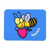 かわいいおもしろいビーとハート漫画イラストレーション マグネット (横)