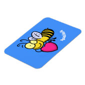 かわいいおもしろいビーとハート漫画イラストレーション マグネット (左側)