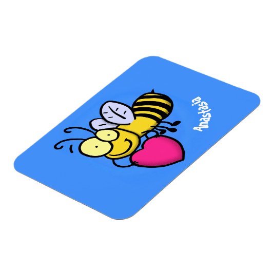 かわいいおもしろいビーとハート漫画イラストレーション マグネット (左側)