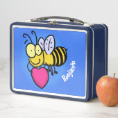 かわいいおもしろいビーとハート漫画イラストレーション メタルランチボックス (インサイチュ)