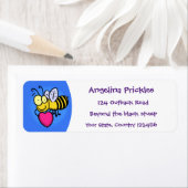 かわいいおもしろいビーとハート漫画イラストレーション ラベル (インサイチュ)