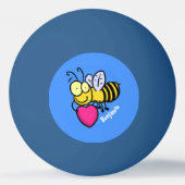 かわいいおもしろいビーとハート漫画イラストレーション 卓球ボール (裏面)