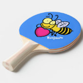 かわいいおもしろいビーとハート漫画イラストレーション 卓球ラケット (正面アングル)