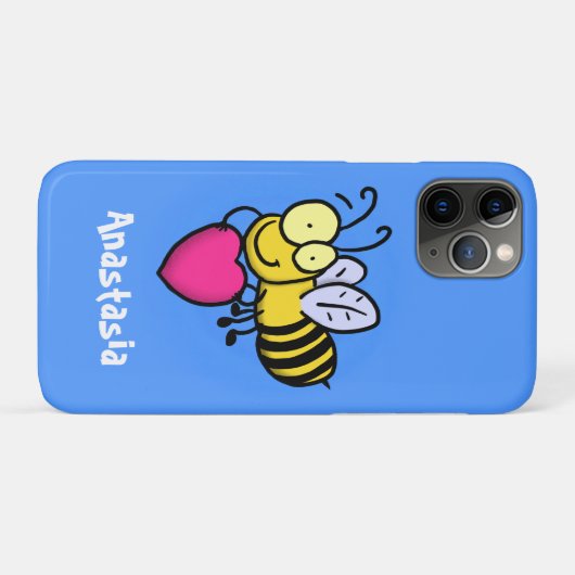 かわいいおもしろいビーとハート漫画イラストレーション Case-Mate iPhoneケース (裏面(横))