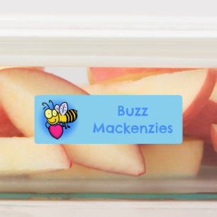 かわいいおもしろいビーとハート漫画パーソナライズされた ラベル