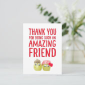 かわいいおもしろいビーガンの友サンキューカード ポストカード (スタンド正面)