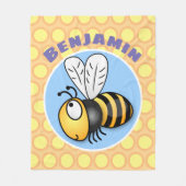 かわいいおもしろいビー漫画イラストレーション フリースブランケット (正面)