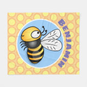 かわいいおもしろいビー漫画イラストレーション フリースブランケット (正面(横))