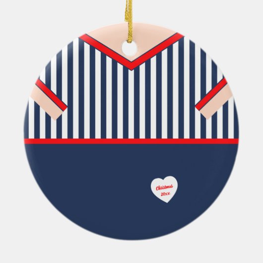 かわいいおもしろいピエロスーツのキャリパーソナライズされたチャー セラミックオーナメント (裏面)