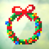 かわいいおもしろいピクセルアートギーク8ビットグリーンアドベントリース ウィンドウサイン (シート3)