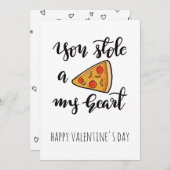 かわいいおもしろいピザバレンタインデー シーズンカード (正面/裏面)