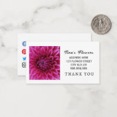かわいいおもしろいピンクありがとうお花屋さんカード ノートカード (正面/裏面インサイチュ)