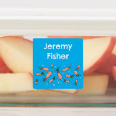 かわいいおもしろいピンクのイカの漫画のパタパーソナライズされたーン ラベル (貼付)