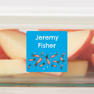 かわいいおもしろいピンクのイカの漫画のパタパーソナライズされたーン ラベル