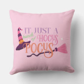 かわいいおもしろいピンクウィッチホカスポカスハロウィンハット クッション (裏面)