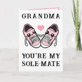 かわいいおもしろいピンクシューズおばあちゃんハッピーバースデー サンキューカード (正面)