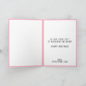 かわいいおもしろいピンクシュープンシスターハッピーバースデー サンキューカード (内部)