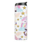かわいいおもしろいピンクパープル金ゴールドスターユニコーン名 タンブラー (回転左)