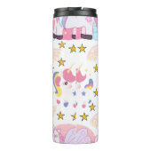 かわいいおもしろいピンクパープル金ゴールドスターユニコーン名 タンブラー (裏面)