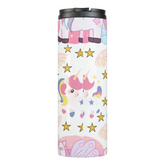 かわいいおもしろいピンクパープル金ゴールドスターユニコーン名 タンブラー (裏面)
