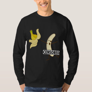 かわいいおもしろいピールボーイのための検閲バナナストリップ Tシャツ