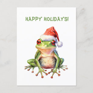 かわいいおもしろいファブラスフロッグクリスマスホリデーハガキ ポストカード