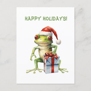 かわいいおもしろいファブラスフロッグクリスマスホリデーハガキ ポストカード