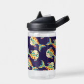 かわいいおもしろいフィッシュパターンネイビーブルー ウォーターボトル (左面)