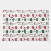 かわいいおもしろいフェスティバルクリスマスキャット キッチンタオル (横)