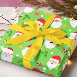 かわいいおもしろいフェスティバルサンタクロース ラッピングペーパー