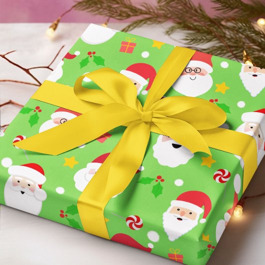 かわいいおもしろいフェスティバルサンタクロース ラッピングペーパー