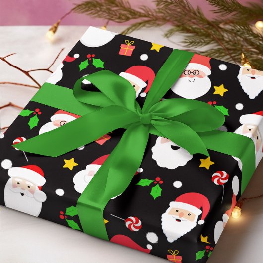 かわいいおもしろいフェスティバルサンタクロース ラッピングペーパー