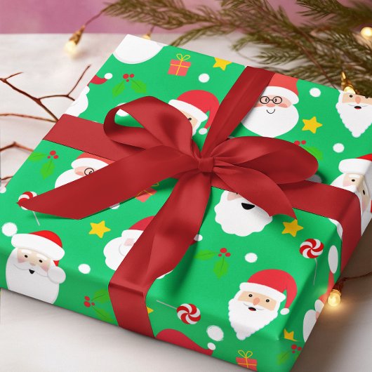 かわいいおもしろいフェスティバルサンタクロース ラッピングペーパー