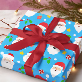 かわいいおもしろいフェスティバルサンタクロース ラッピングペーパー
