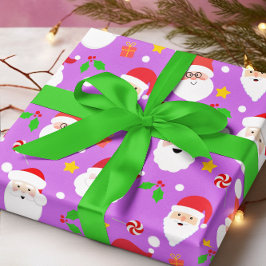 かわいいおもしろいフェスティバルサンタクロース ラッピングペーパー