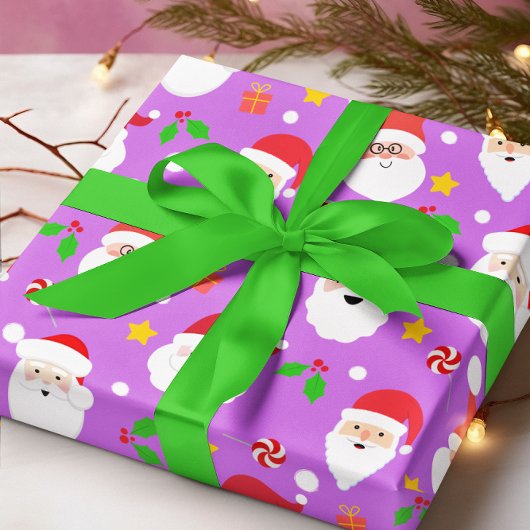 かわいいおもしろいフェスティバルサンタクロース ラッピングペーパー