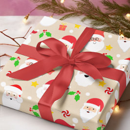 かわいいおもしろいフェスティバルサンタクロース ラッピングペーパー