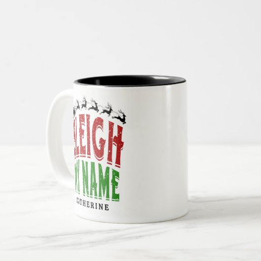 かわいいおもしろいフェスティバルスリー私の名パーソナライズされた前 ツートーンマグカップ (正面左)