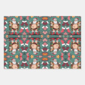 かわいいおもしろいフェスティバル父クリスマスアニメ ラッピングペーパーシート (正面3)