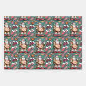 かわいいおもしろいフェスティバル父クリスマスアニメ ラッピングペーパーシート (正面)