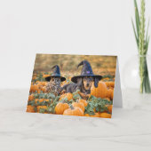 かわいいおもしろいフクロウとダシュントのハロウィン カード (正面)
