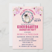 かわいいおもしろいフクロウ幼稚園 招待状 (正面)