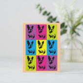 かわいいおもしろいフランスのブルドッグフレンチエポップ・アートのアート ポストカード (スタンド正面)