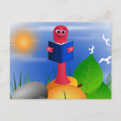 かわいいおもしろいブックワームのブックハガキ ポストカード (正面)